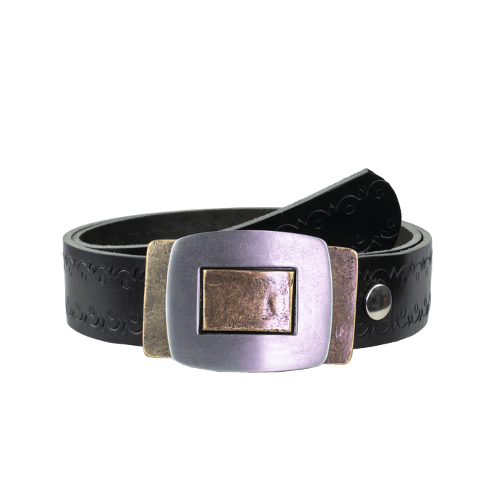 Ledergürtel 4cm mit Schnalle Inside Out schwarz Lochwelle