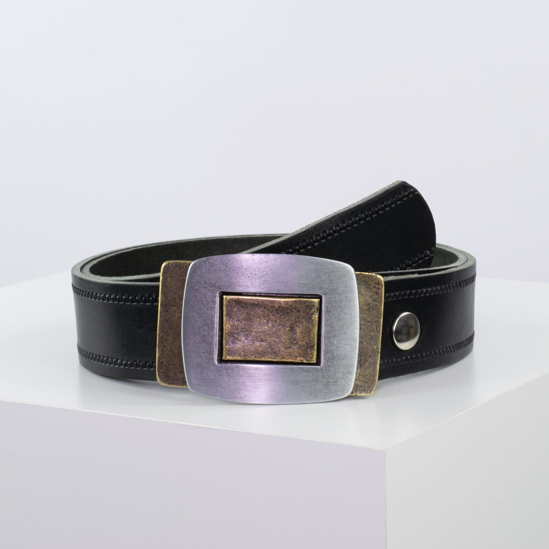 Ledergürtel 4cm mit Schnalle Inside Out schwarz Reißverschluss