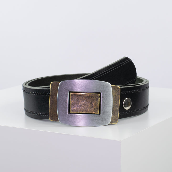 Ledergürtel 4cm mit Schnalle Inside Out schwarz Reißverschluss