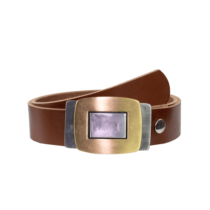 Ledergürtel 4cm mit Schnalle Outside In cognac ohne Muster
