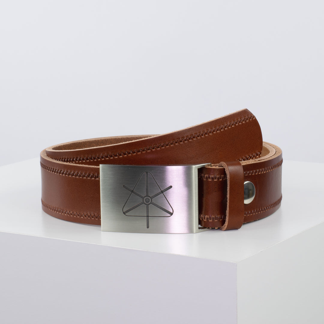 Ledergürtel 4cm mit Schnalle Siegenthaler cognac Reißverschluss