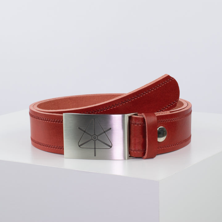 Ledergürtel 4cm mit Schnalle Siegenthaler rot Reißverschluss