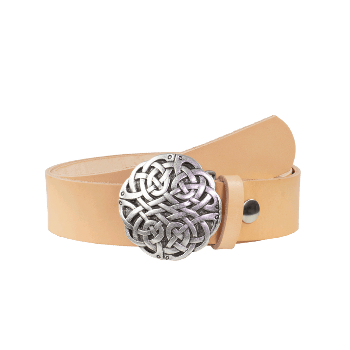 Ledergürtel 4cm mit Schnalle Gordischer Knoten natur ohne Muster