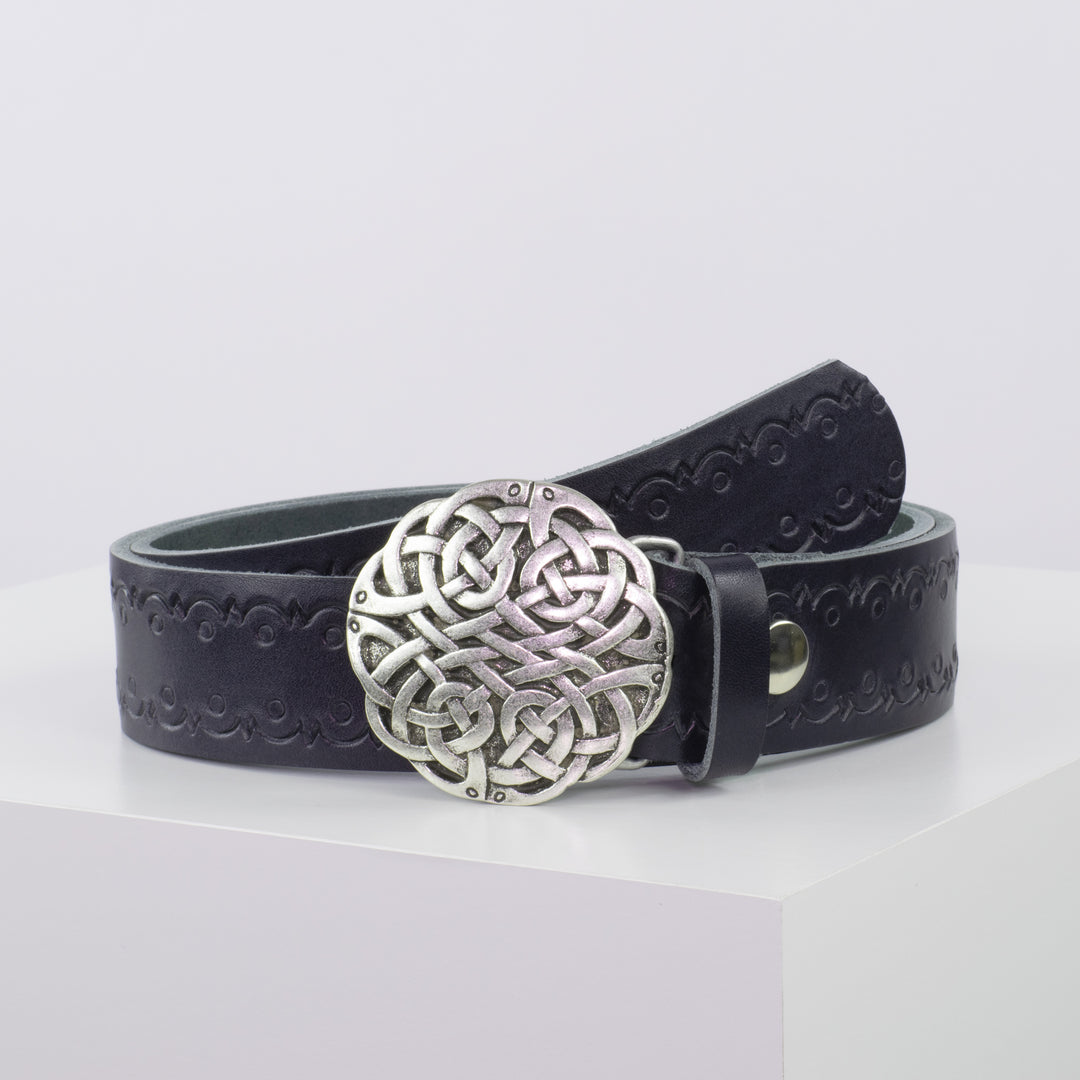 Ledergürtel 4cm mit Schnalle Gordischer Knoten navi Lochwelle