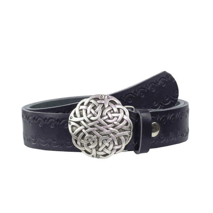Ledergürtel 4cm mit Schnalle Gordischer Knoten navi Lochwelle