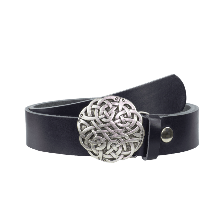 Ledergürtel 4cm mit Schnalle Gordischer Knoten navi ohne Muster