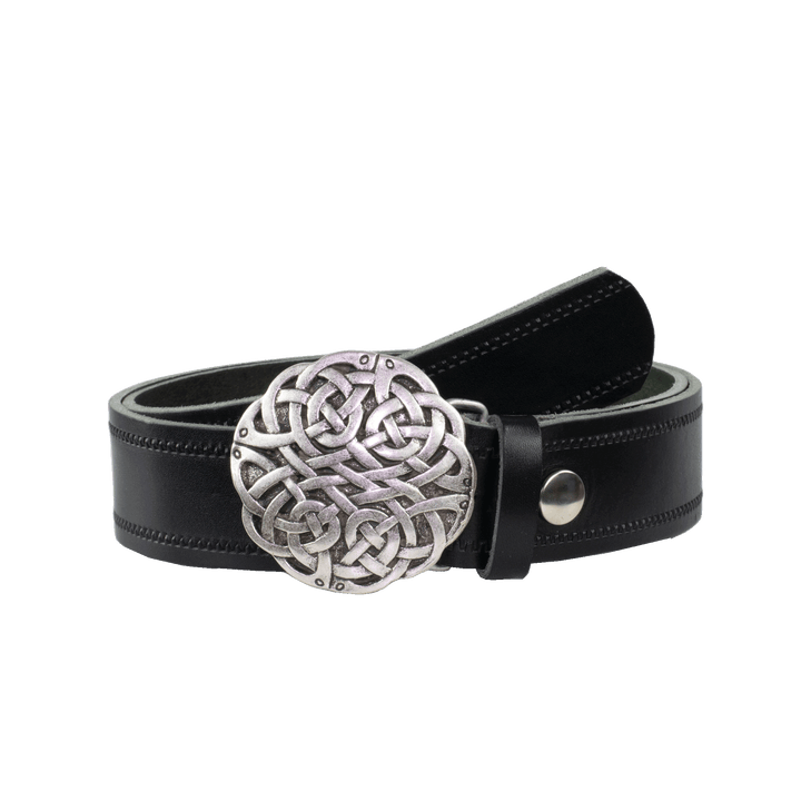 Ledergürtel 4cm mit Schnalle Gordischer Knoten schwarz Reißverschluss