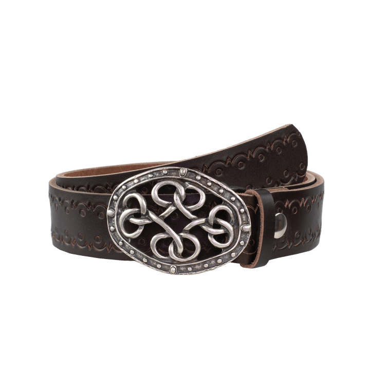 Ledergürtel 4cm mit Schnalle Verknoteter Knoten dunkelbraun Lochwelle
