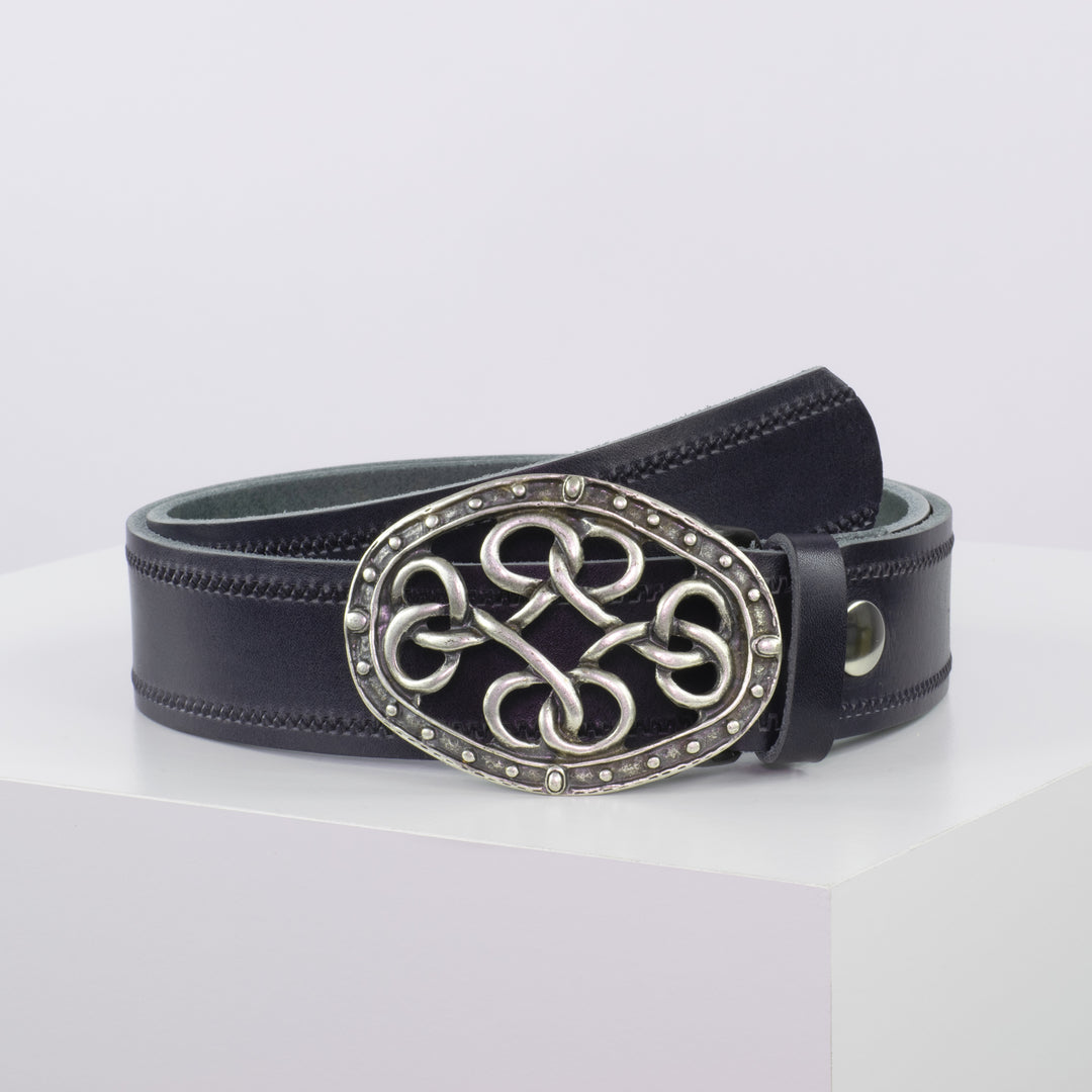 Ledergürtel 4cm mit Schnalle Verknoteter Knoten navi Reißverschluss