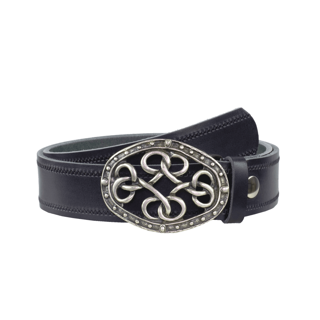 Ledergürtel 4cm mit Schnalle Verknoteter Knoten navi Reißverschluss