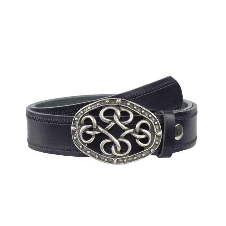 Ledergürtel 4cm mit Schnalle Verknoteter Knoten navi Reißverschluss
