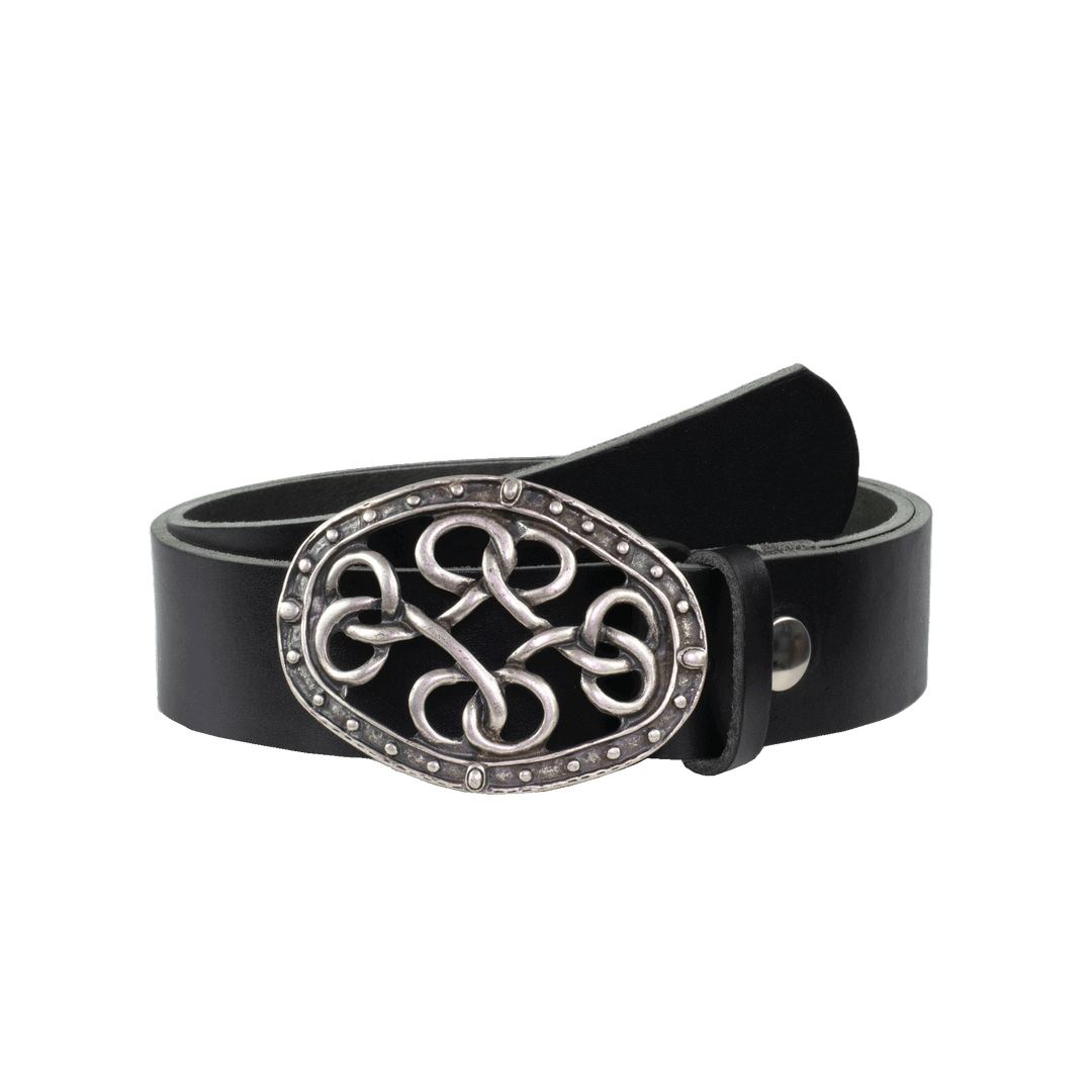 Ledergürtel 4cm mit Schnalle Verknoteter Knoten schwarz ohne Muster