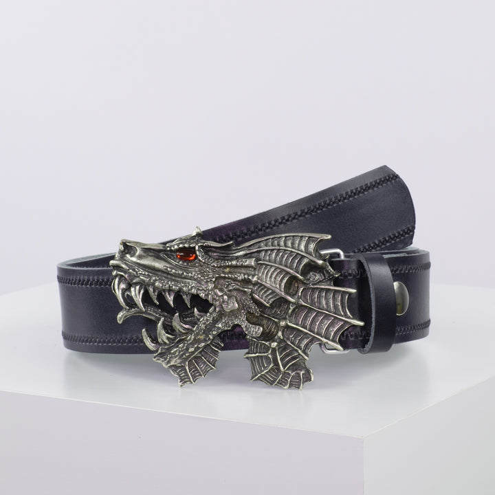 Ledergürtel 4cm mit Schnalle Drache navi Reißverschluss