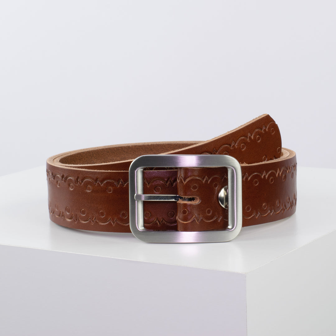 Ledergürtel 4cm mit Schnalle Munich cognac Lochwelle