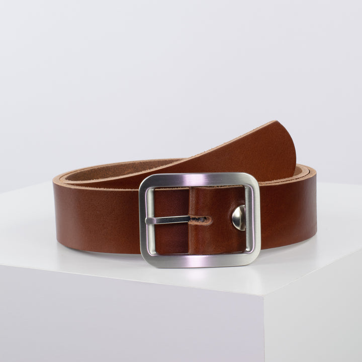 Ledergürtel 4cm mit Schnalle Munich cognac ohne Muster