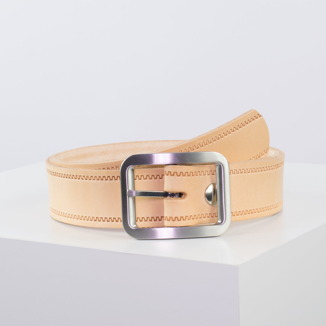 Ledergürtel 4cm mit Schnalle Munich natur Reißverschluss
