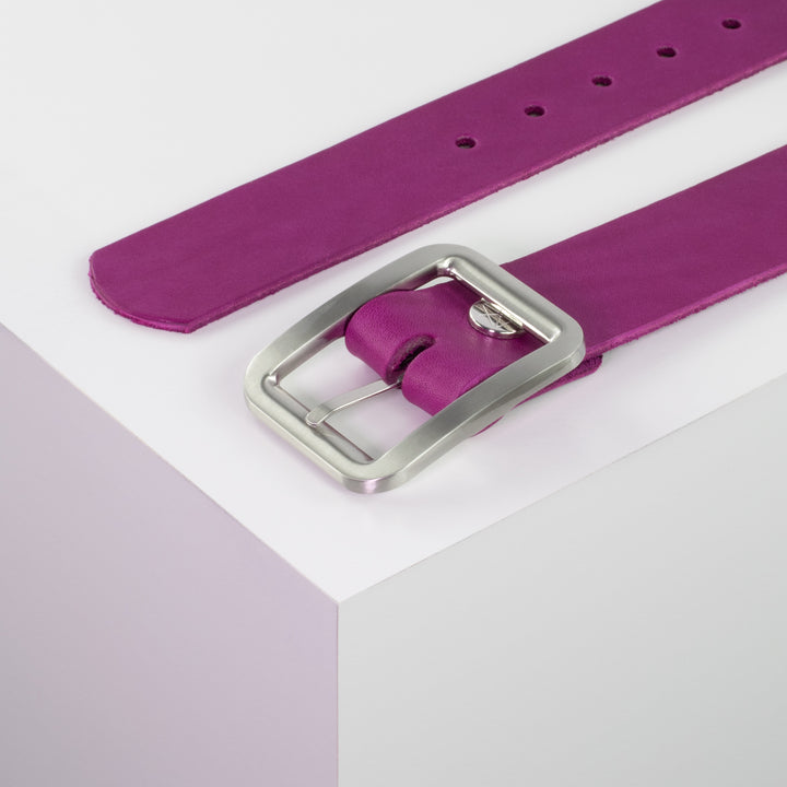 Ledergürtel 4cm mit Schnalle Munich pink ohne Muster