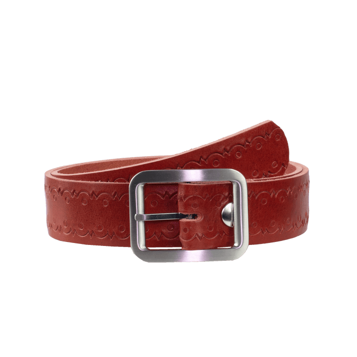 Ledergürtel 4cm mit Schnalle Munich rot Lochwelle