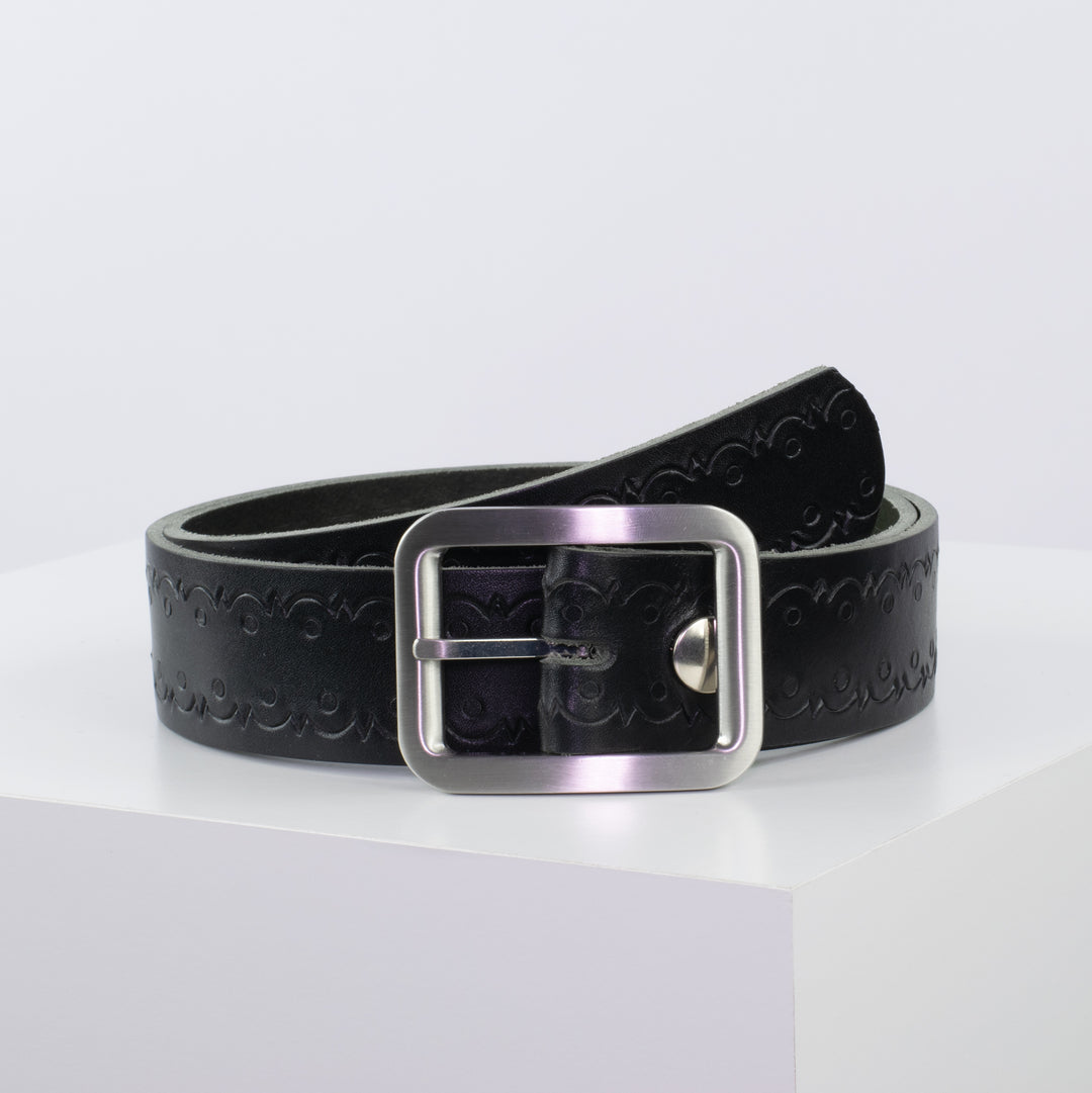 Ledergürtel 4cm mit Schnalle Munich schwarz Lochwelle
