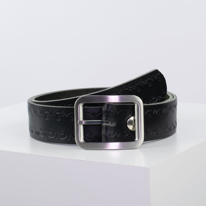 Ledergürtel 4cm mit Schnalle Munich schwarz Lochwelle
