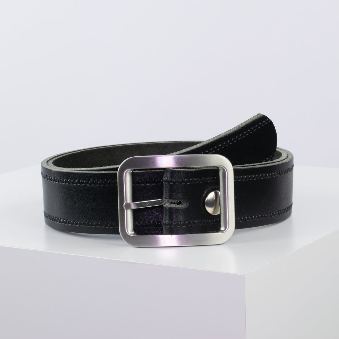Ledergürtel 4cm mit Schnalle Munich schwarz Reißverschluss
