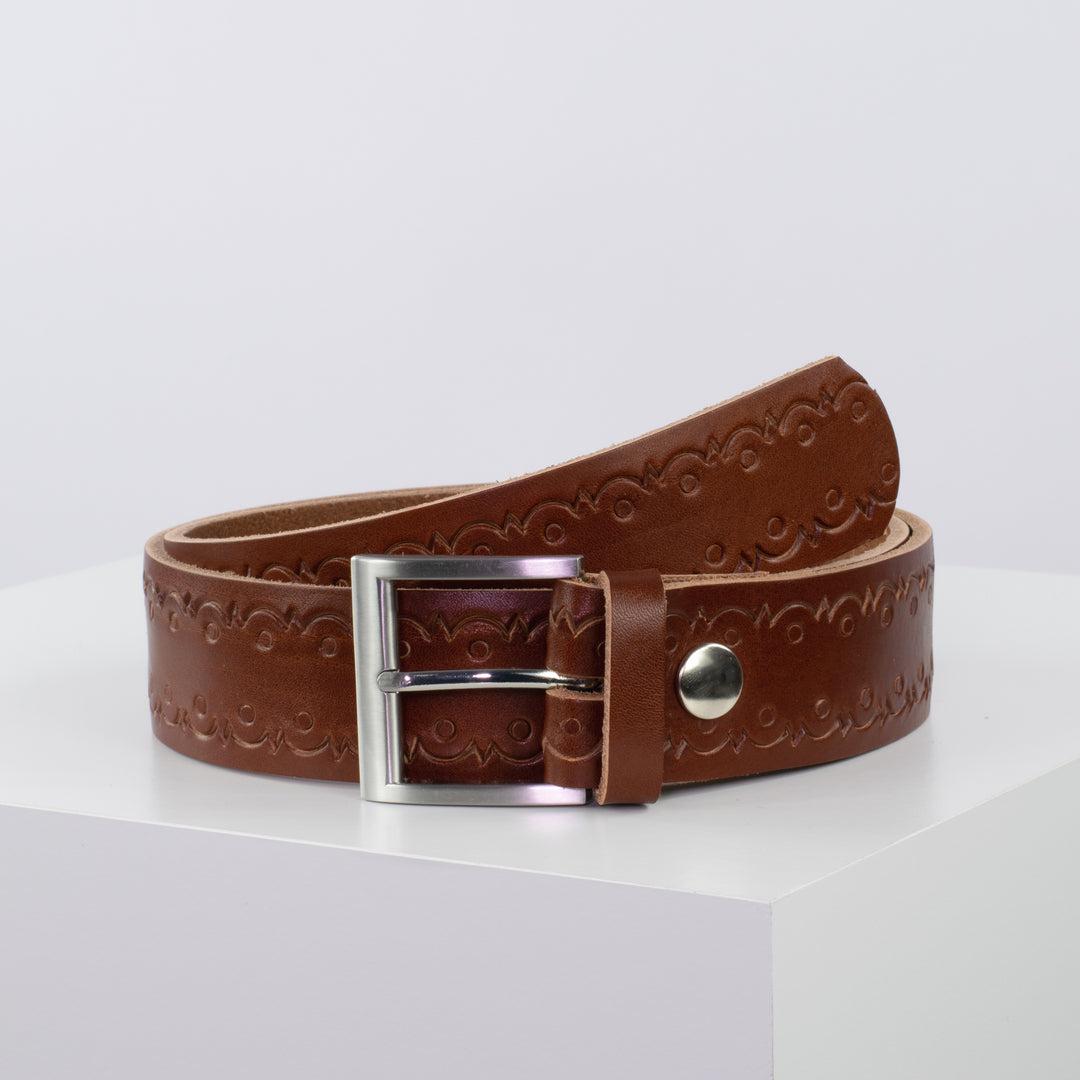 Ledergürtel 4cm mit Schnalle Milano cognac Lochwelle