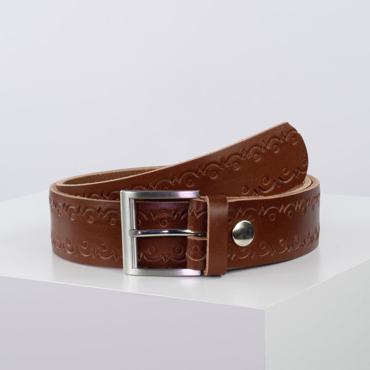 Ledergürtel 4cm mit Schnalle Milano cognac Lochwelle