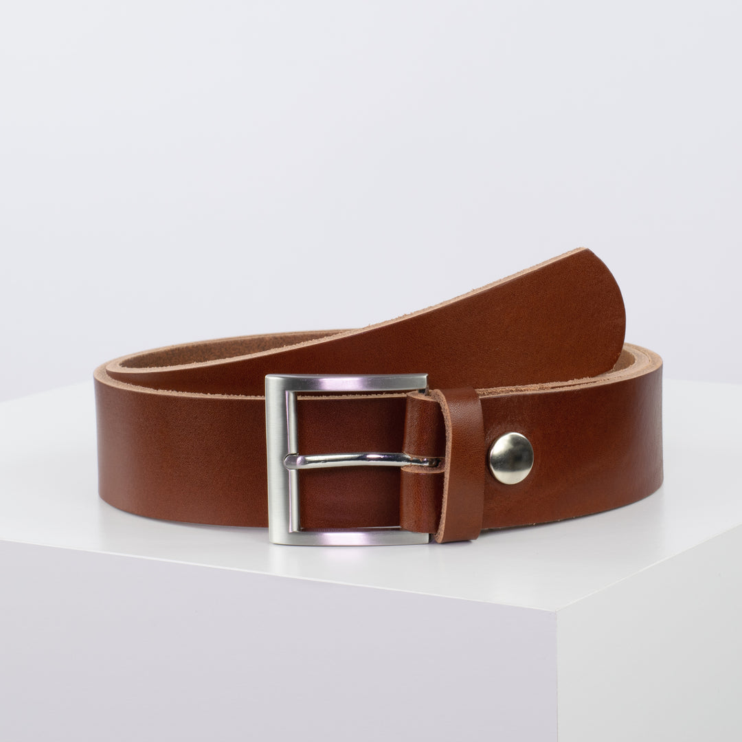 Ledergürtel 4cm mit Schnalle Milano cognac ohne Muster