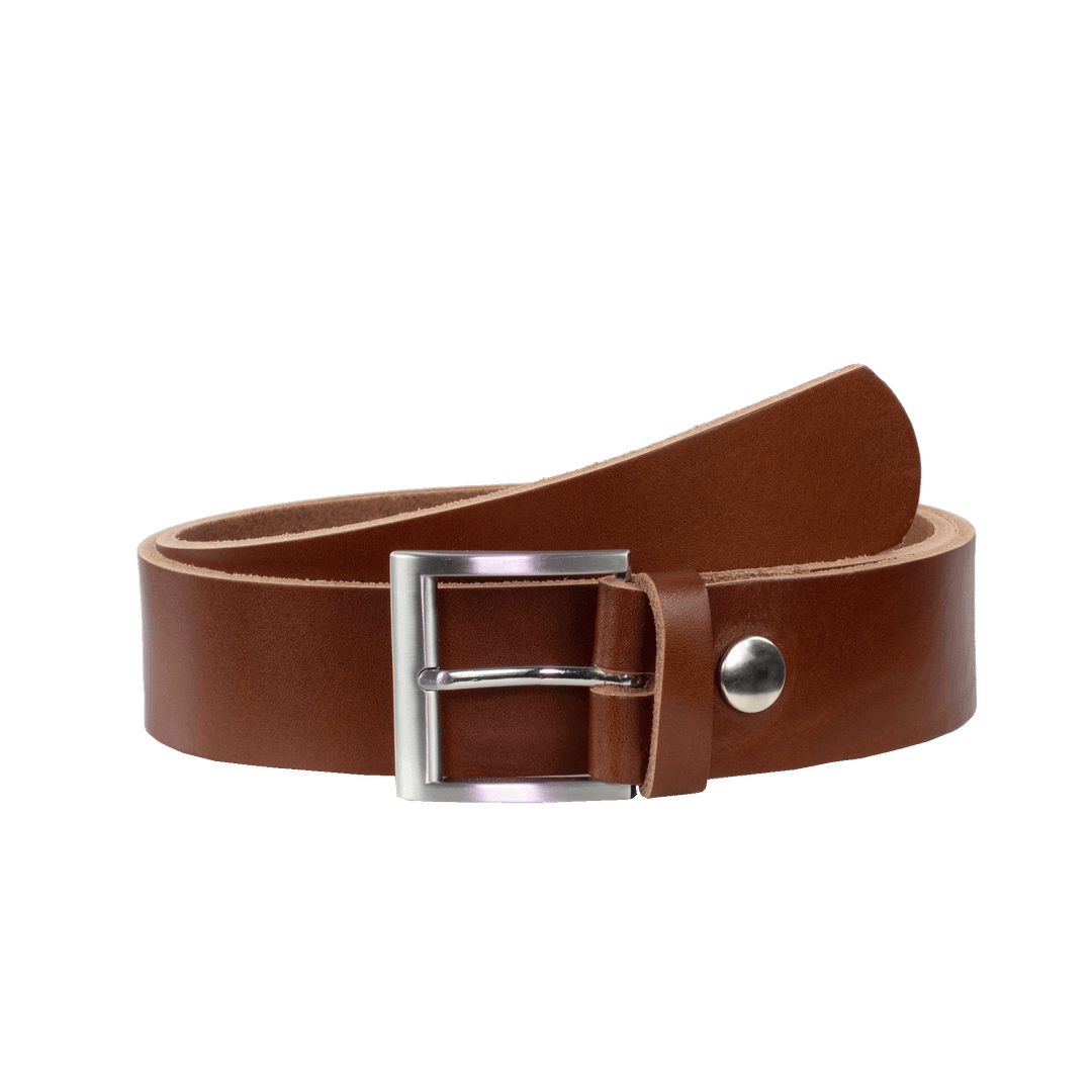 Ledergürtel 4cm mit Schnalle Milano cognac ohne Muster
