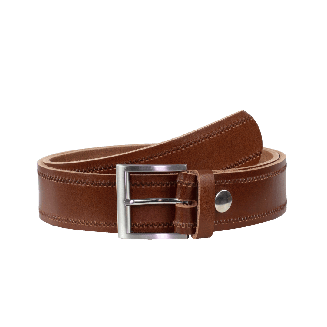 Ledergürtel 4cm mit Schnalle Milano cognac Reißverschluss