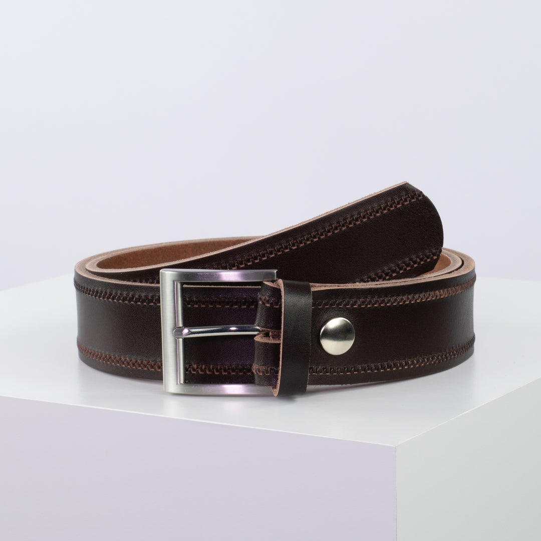 Ledergürtel 4cm mit Schnalle Milano dunkelbraun Reißverschluss