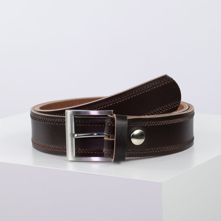 Ledergürtel 4cm mit Schnalle Milano dunkelbraun Reißverschluss