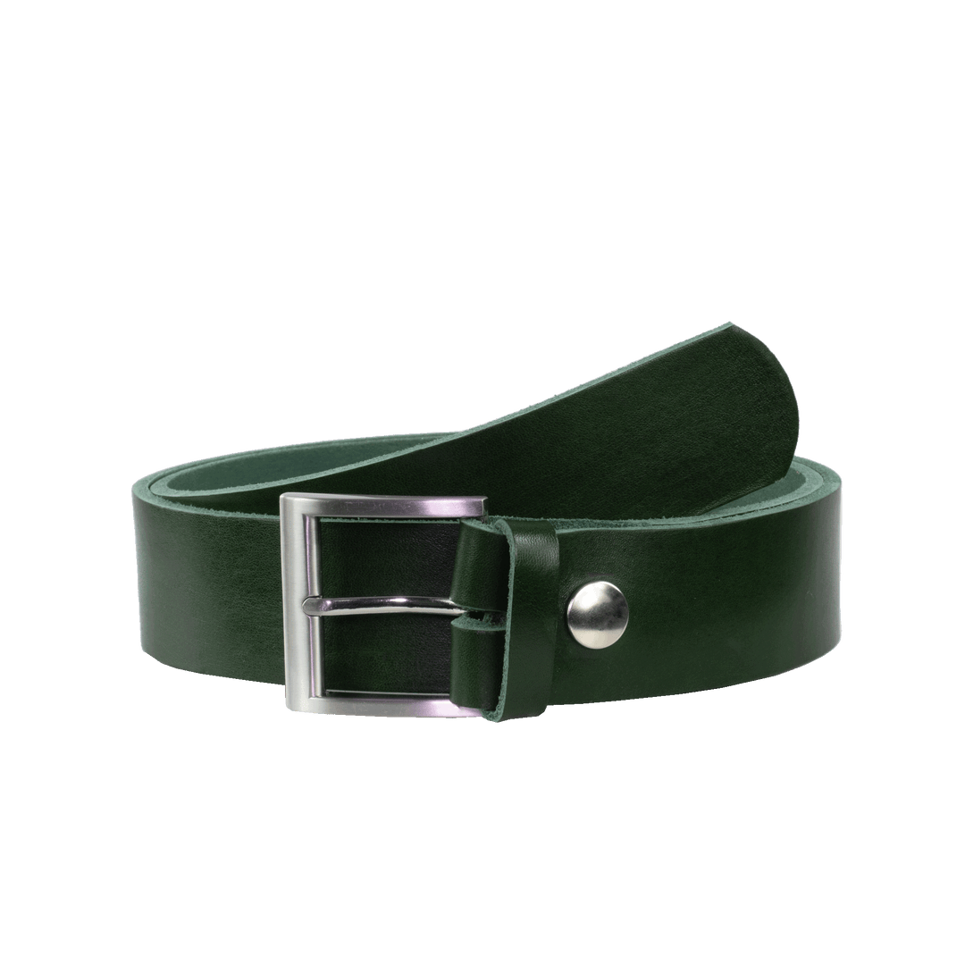 Ledergürtel 4cm mit Schnalle Milano grün ohne Muster