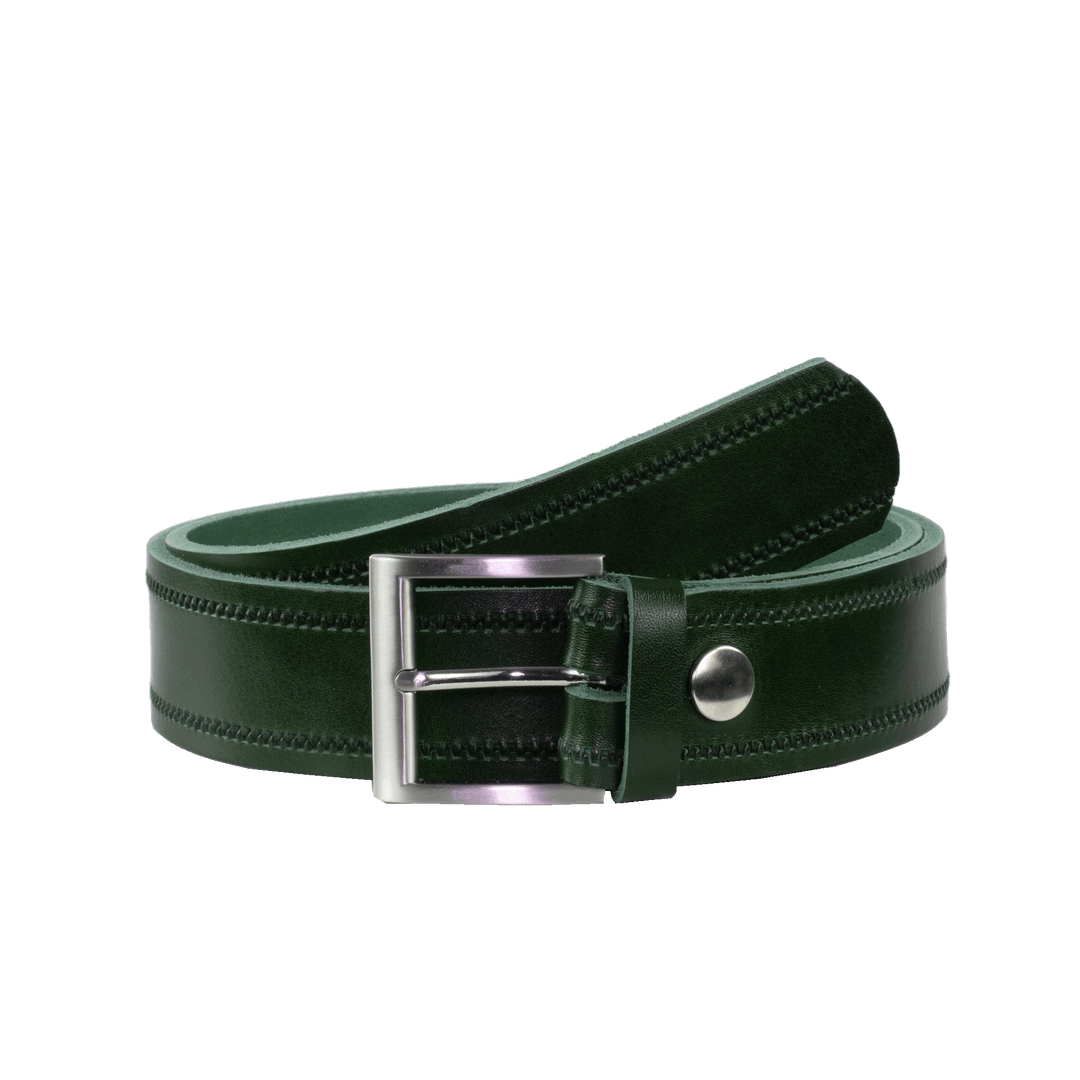 Ledergürtel 4cm mit Schnalle Milano grün Reißverschluss
