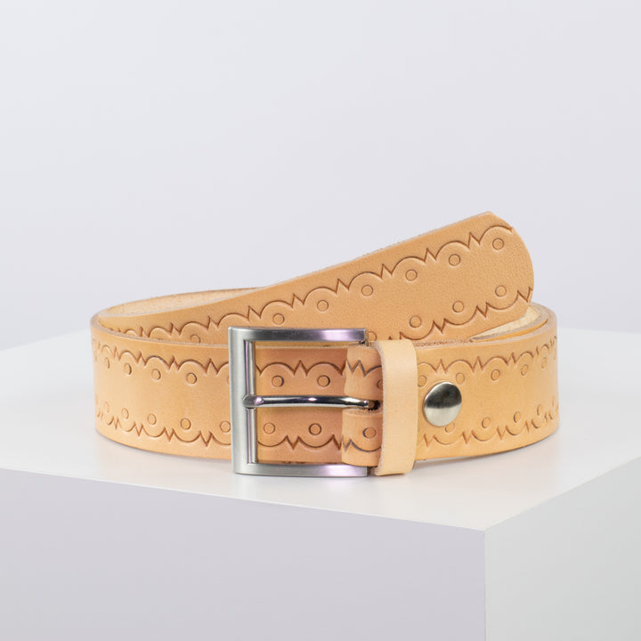 Ledergürtel 4cm mit Schnalle Milano natur Lochwelle