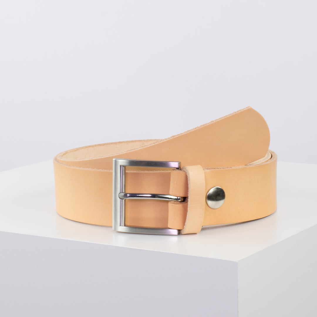 Ledergürtel 4cm mit Schnalle Milano natur ohne Muster