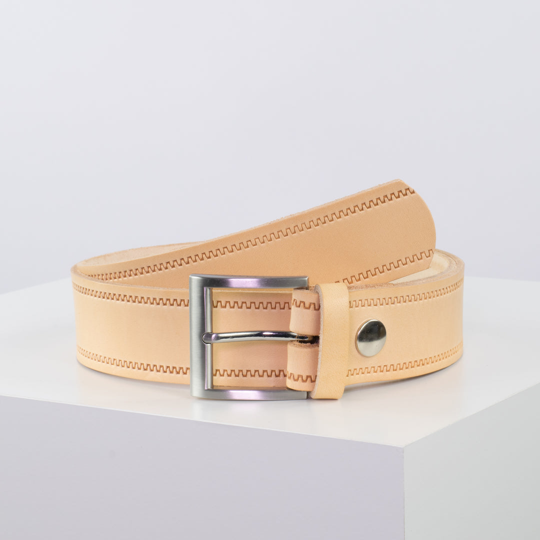 Ledergürtel 4cm mit Schnalle Milano natur Reißverschluss
