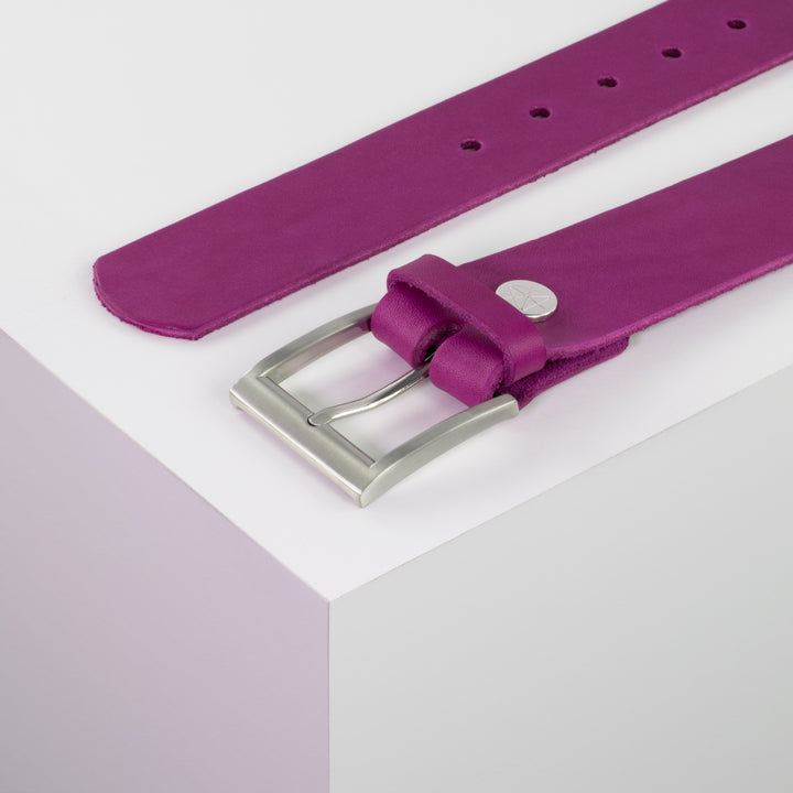 Ledergürtel 4cm mit Schnalle Milano pink ohne Muster