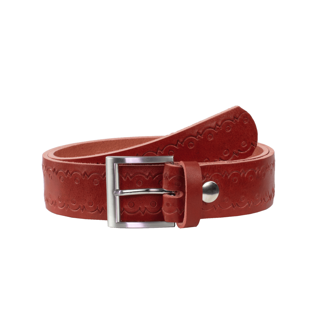 Ledergürtel 4cm mit Schnalle Milano rot Lochwelle