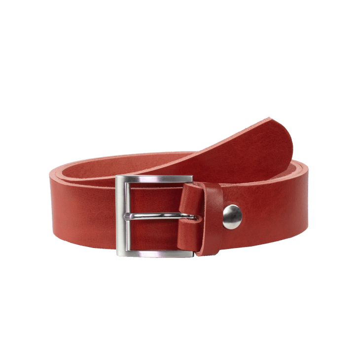 Ledergürtel 4cm mit Schnalle Milano rot ohne Muster