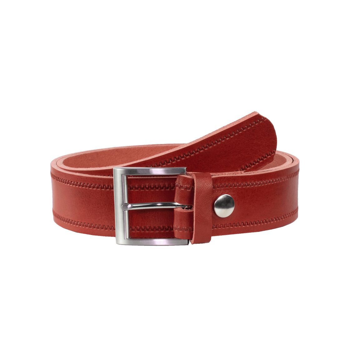 Ledergürtel 4cm mit Schnalle Milano rot Reißverschluss