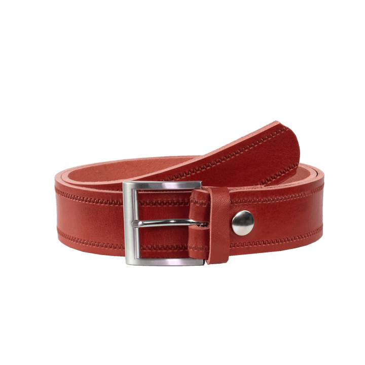 Ledergürtel 4cm mit Schnalle Milano rot Reißverschluss