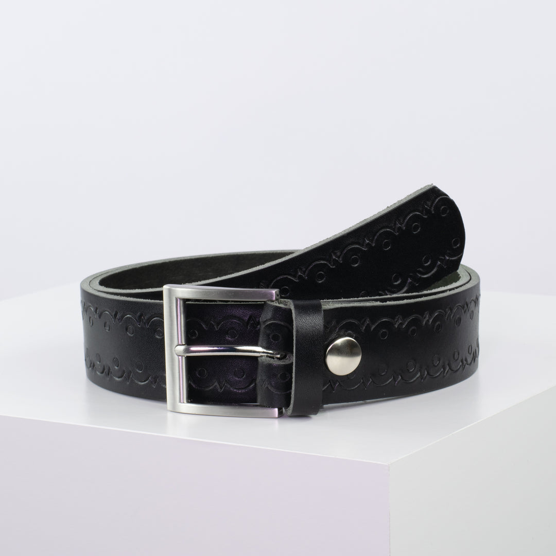 Ledergürtel 4cm mit Schnalle Milano schwarz Lochwelle