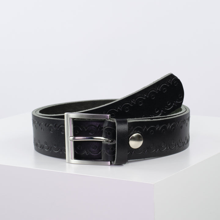 Ledergürtel 4cm mit Schnalle Milano schwarz Lochwelle