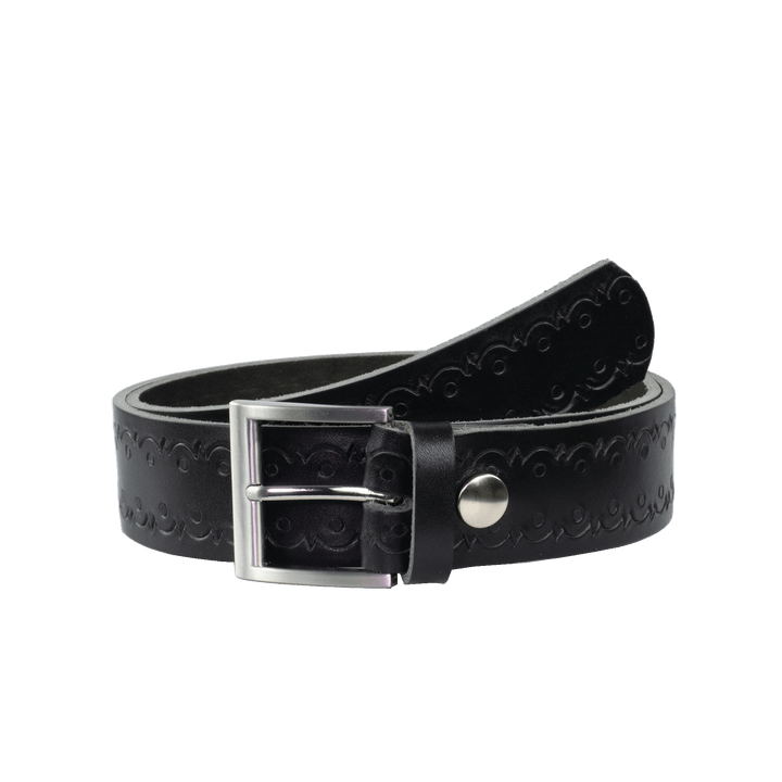 Ledergürtel 4cm mit Schnalle Milano schwarz Lochwelle