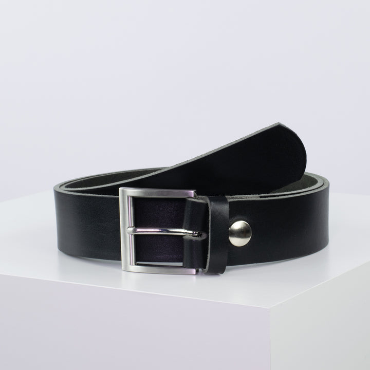Ledergürtel 4cm mit Schnalle Milano schwarz ohne Muster