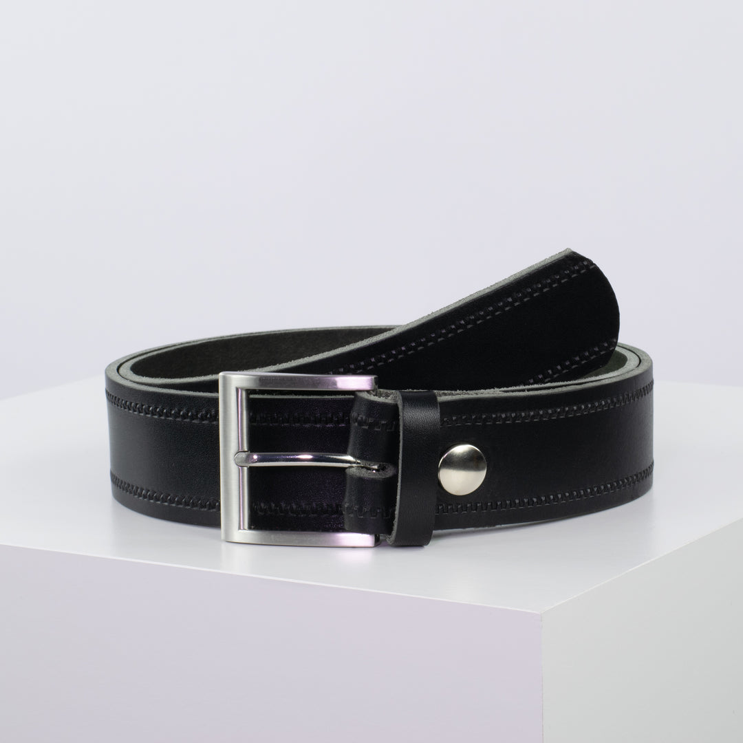 Ledergürtel 4cm mit Schnalle Milano schwarz Reißverschluss