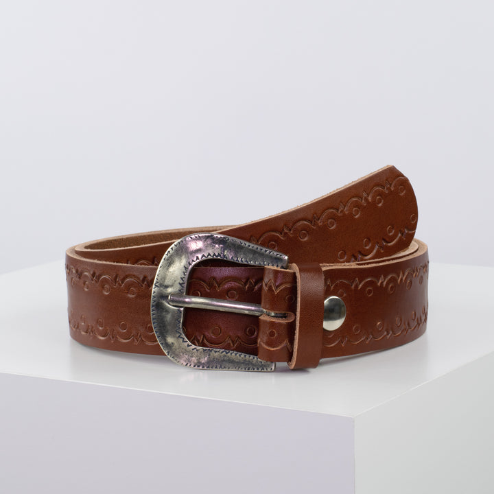 Ledergürtel 4cm mit Schnalle Berlin cognac Lochwelle