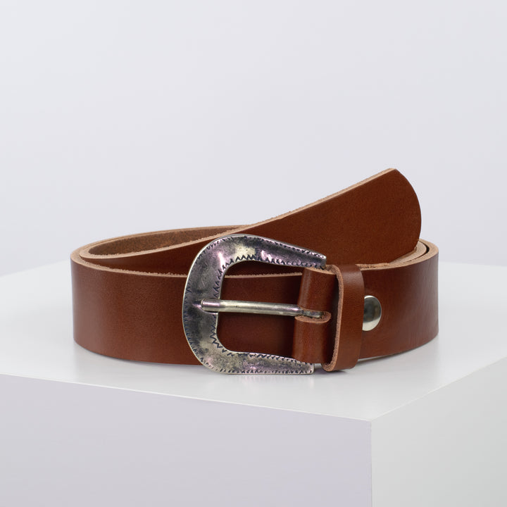 Ledergürtel 4cm mit Schnalle Berlin cognac ohne Muster