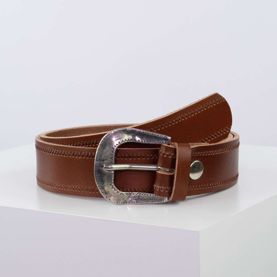 Ledergürtel 4cm mit Schnalle Berlin cognac Reißverschluss